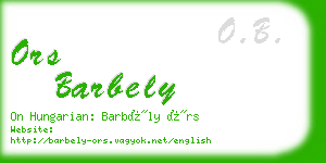 ors barbely business card